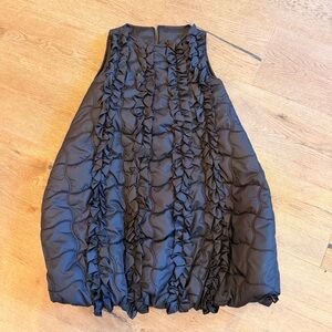 Sleeveless little creative factory Black quilted puffy warm Ruffle Girls Dress